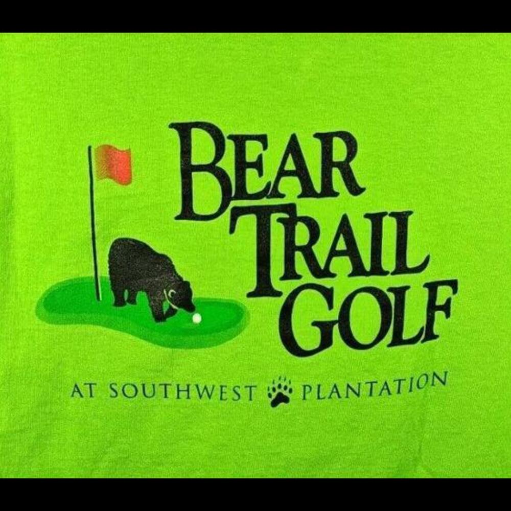 Bear Trail Golf Club Southwest Plantation Course Logo T Shirt Medium Neon Green